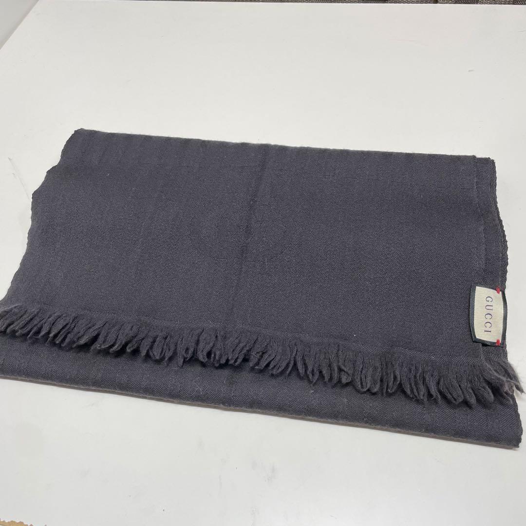 古*割様 GUCCI ブラック　マフラー フリンジ付き