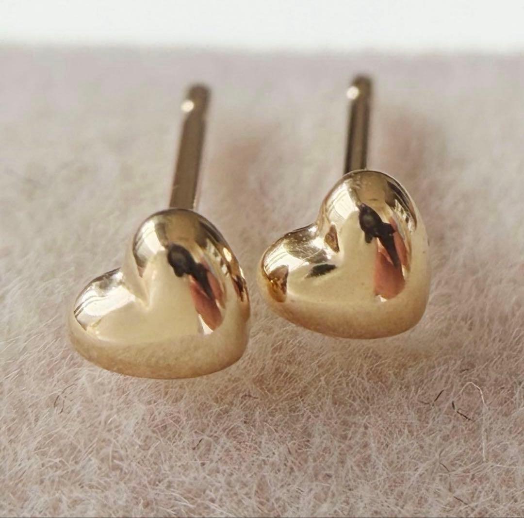大特価❣️新品 K18 ぷっくり ハート ピアス 3mm 地金