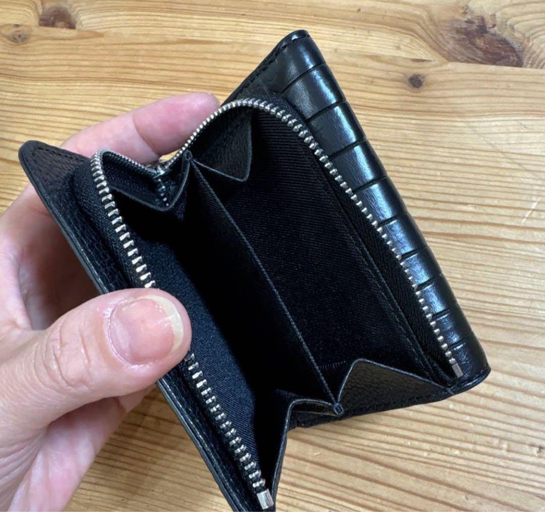 新品 本革 クロコダイルレザー 二つ折り財布 ブラック