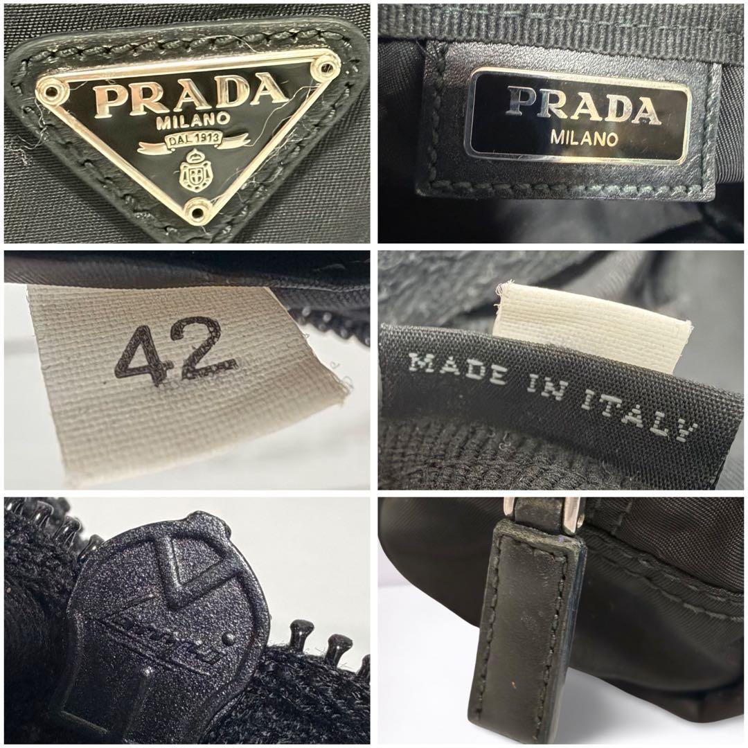 【正規品】プラダ PRADA ナイロン ポーチ 小物入れ 三角ロゴ 黒 男女兼用