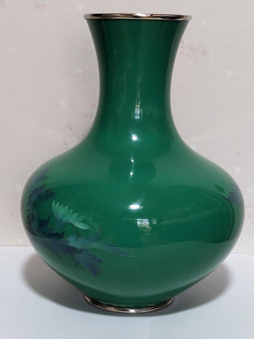 ♦尾張七宝焼 田村七宝 3代田村幸夫造 花文様花瓶 日本工芸会会員 美術品 置物