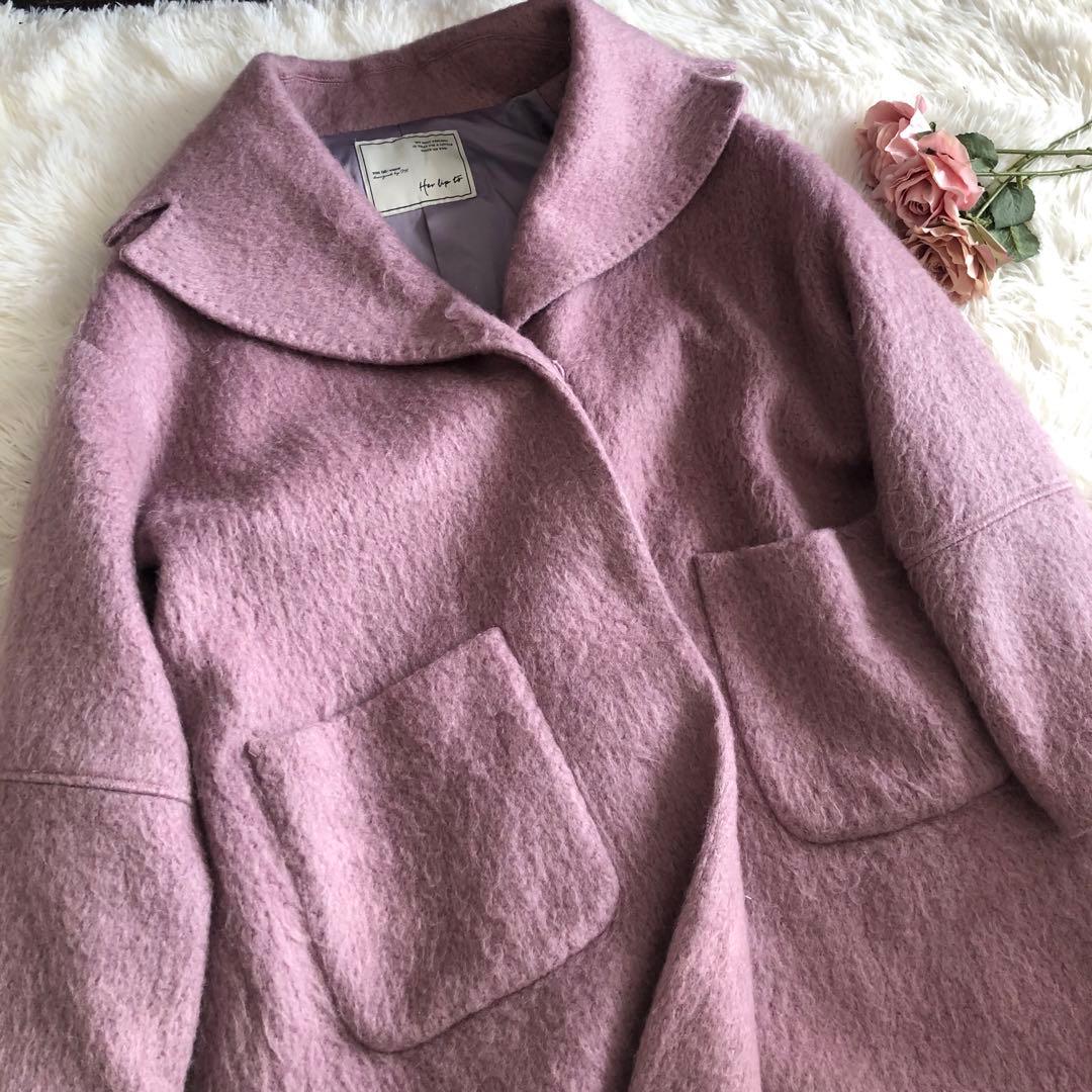 ハーリップトゥ　Her lip to モヘア混　コート　ピンク