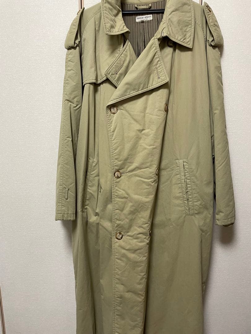 ジョルジオアルマーニ メンズトレンチコート90's BIGサイズ　色:カーキ