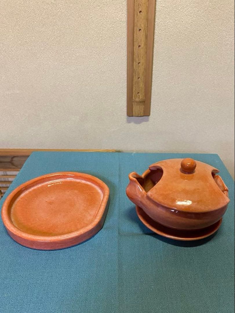 茶道具/夜咄道具 雀瓦 赤楽 利休形 松楽窯