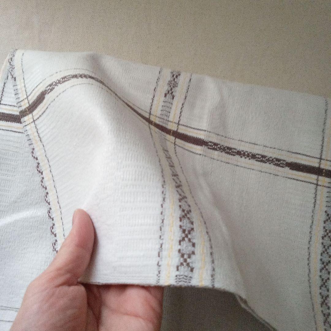 リネンのクロス（茶色x黄色）/手工芸/スウェーデン/北欧ヴィンテージ