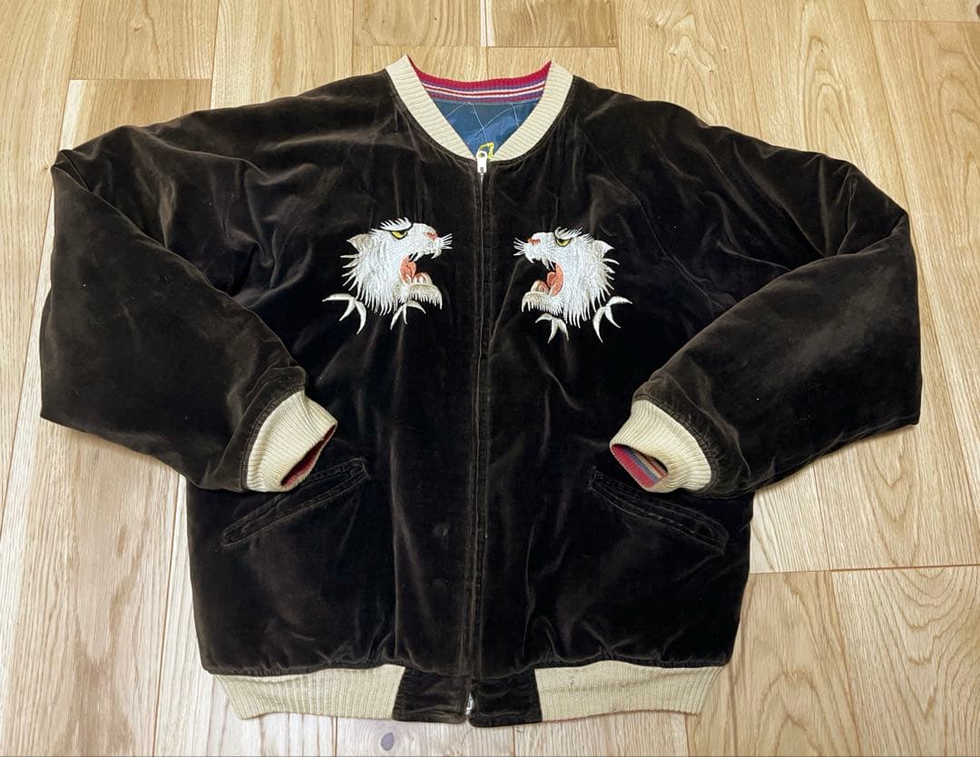 希少‼️ヴィンテージスカジャン別珍　虎　サイズ40