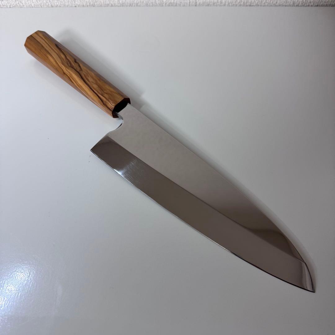 210mm 出刃包丁 鏡面仕上げ 天然木八角柄 全鋼 和包丁