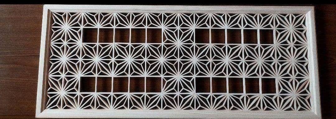 152❣️特価❣️ 麻の葉組子 吹き抜け２枚一組 木製額縁