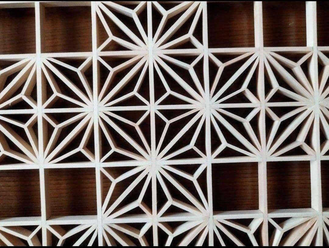 152❣️特価❣️ 麻の葉組子 吹き抜け２枚一組 木製額縁