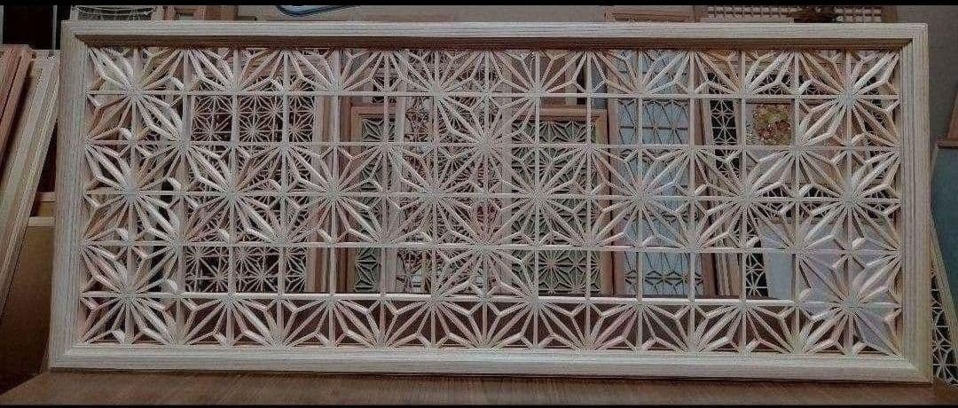 152❣️特価❣️ 麻の葉組子 吹き抜け２枚一組 木製額縁