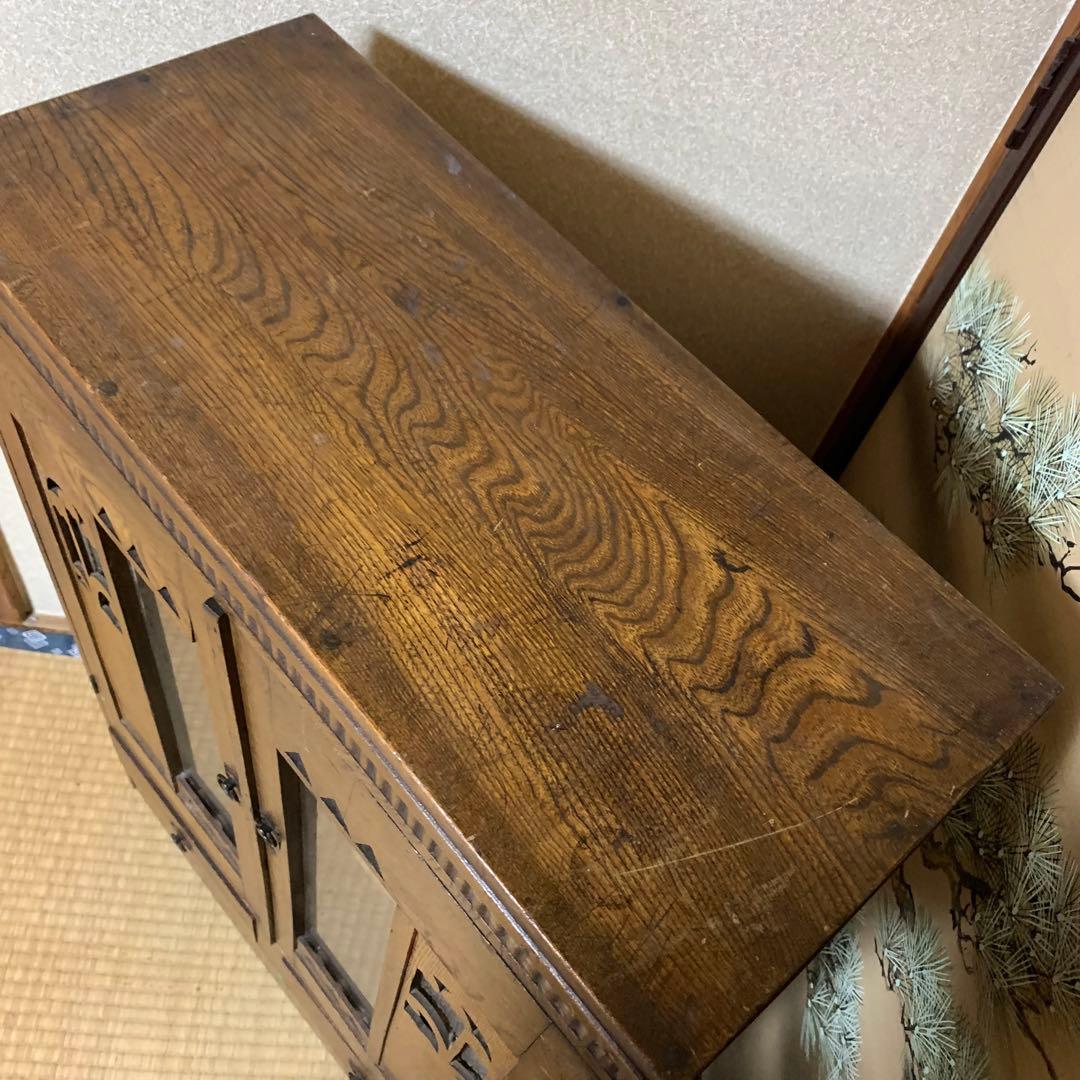 購入者決定❗️昭和レトロ木製キャビネット ダイヤガラス戸棚 飾り棚 食器棚