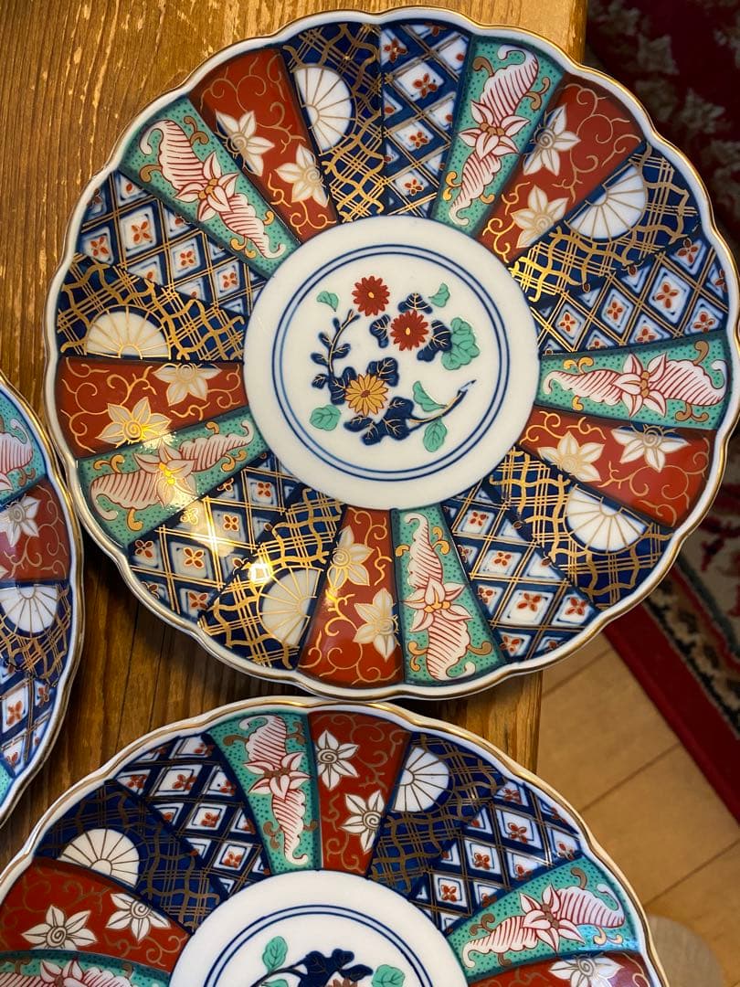 有田焼 葵窯　古伊万里様式 金彩菊紋 中皿5枚