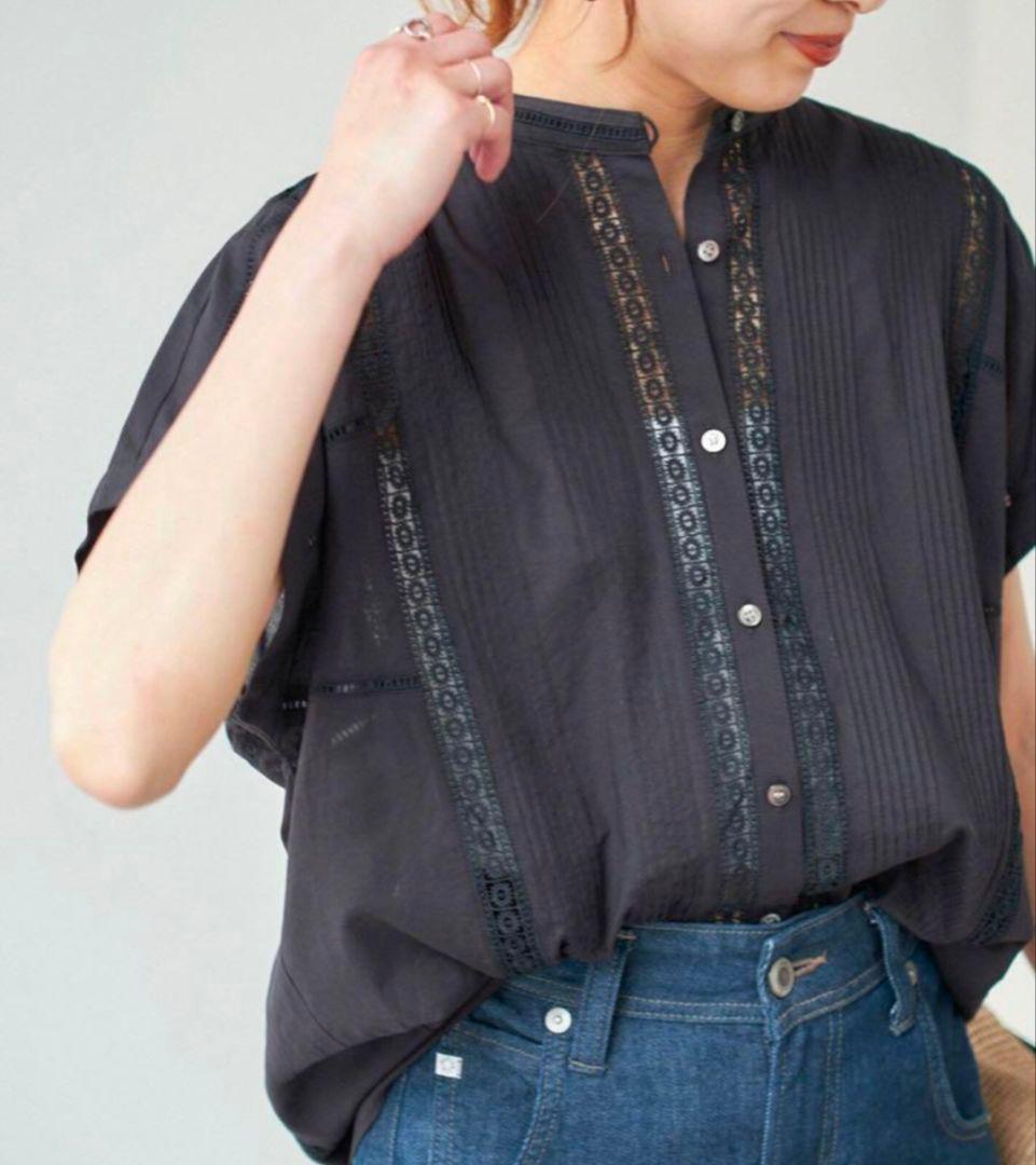 スピックアンドスパン　ケミカルケースブラウス　ブラック