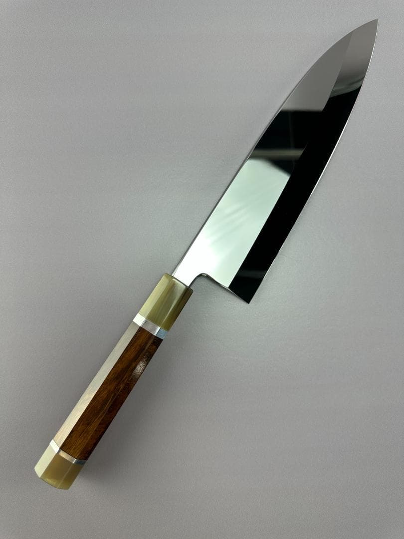 梵静刃物 出刃包丁 8寸 ウルトラ鏡面仕上げ 刺身包丁 スネークウッド八角柄