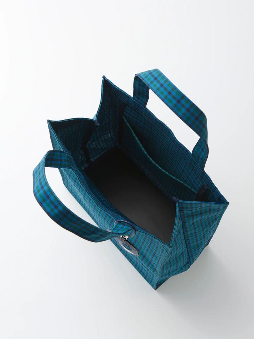 ファミリア チェック トート バッグ 青系