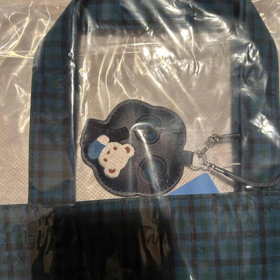 ファミリア チェック トート バッグ 青系