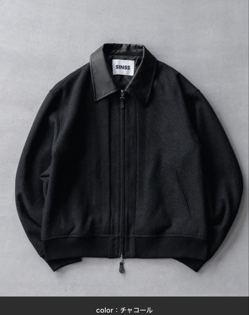 SINSS ツイードショートブルゾン　チャコール　s