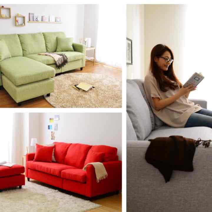 【■北九2■】MONTELO　3人掛けカウチ　BK/BR/GN/GR/OR/RD