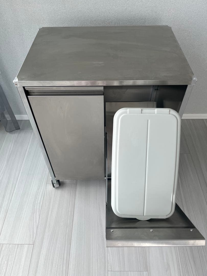 ★最終値下げ★ディノス ステンレス製ダストボックスワゴン 2分別タイプ　ゴミ箱