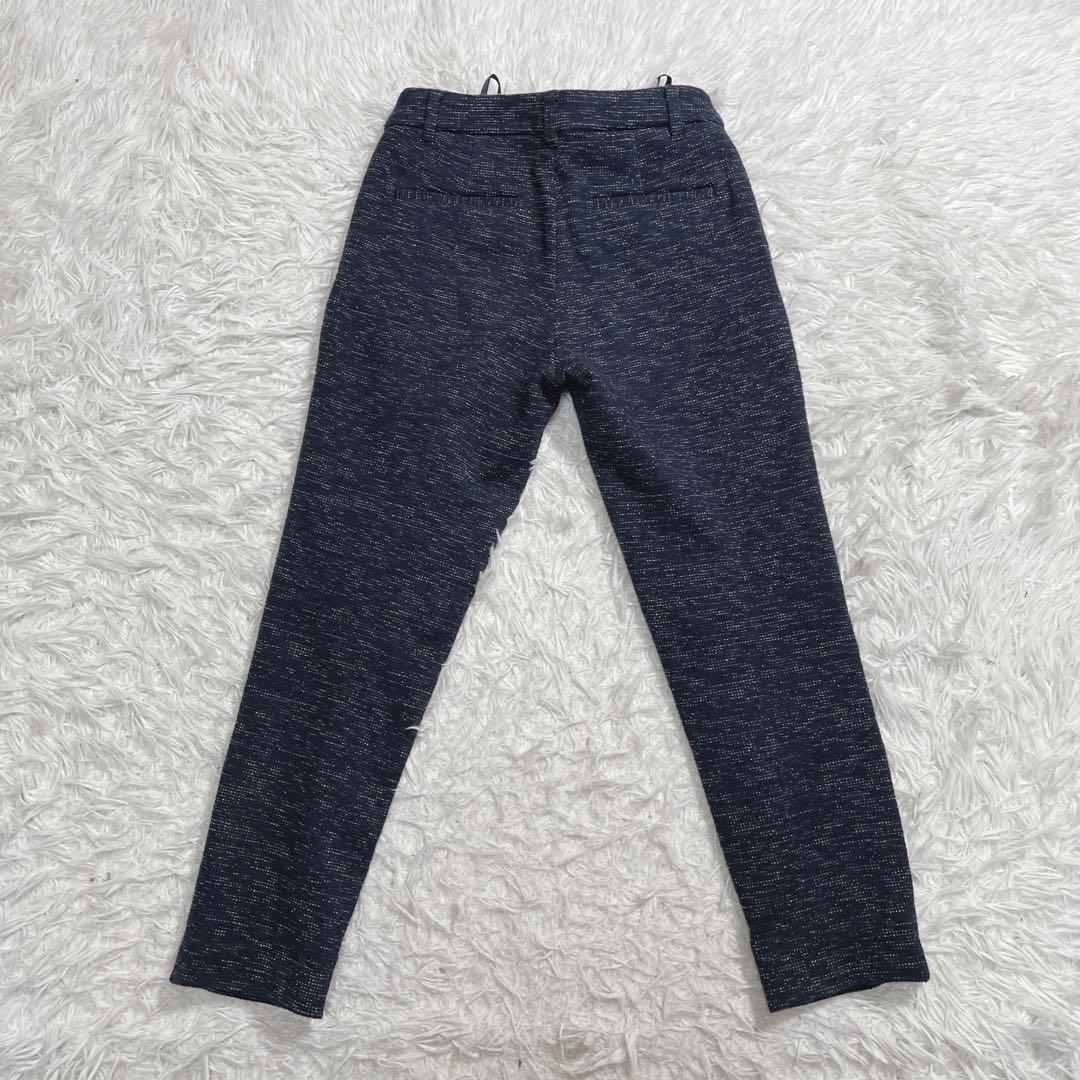 インディヴィ　ノーカラージャケット　セットアップ　ネイビー　ツイード　XS