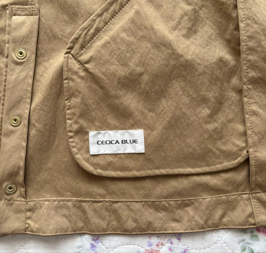 【美品】セシカブルー　ベージュフードコートサイズ38