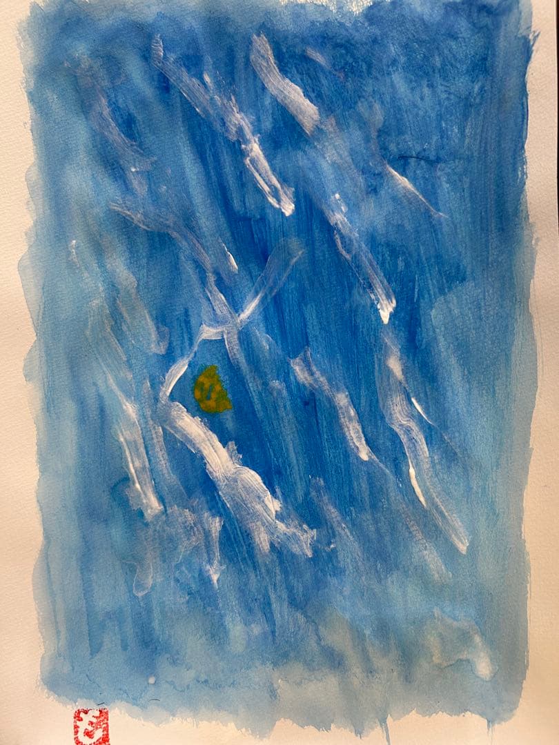 青と白の水彩画 B4サイズ