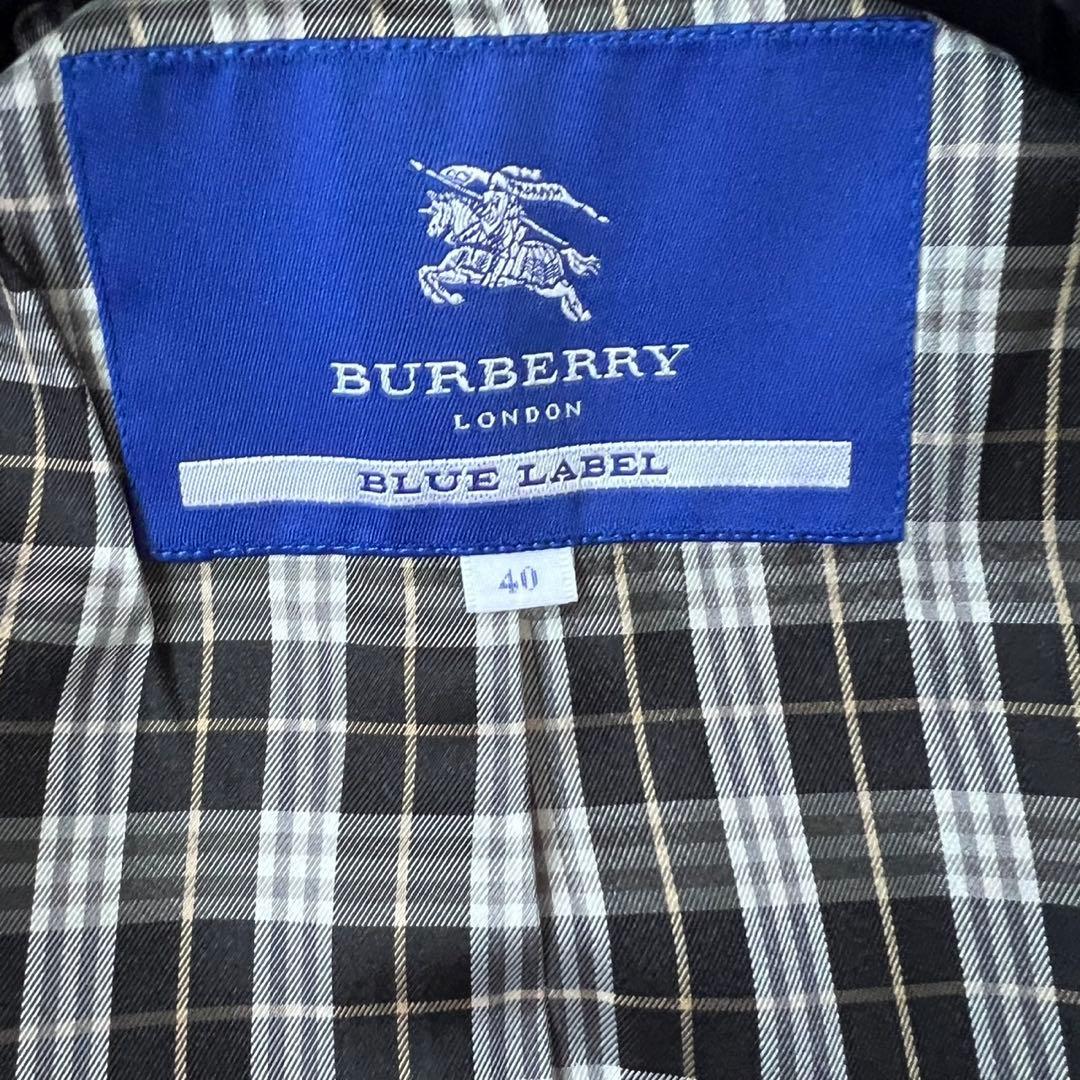バーバリーブルーレーベル　ダブルブレスト　ロングコート　チェック　ウール