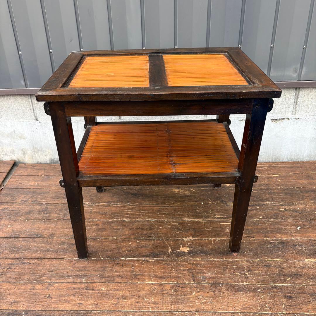 D2上 昭和レトロ エスニック バンブーテーブル サイドテーブル ローテーブル