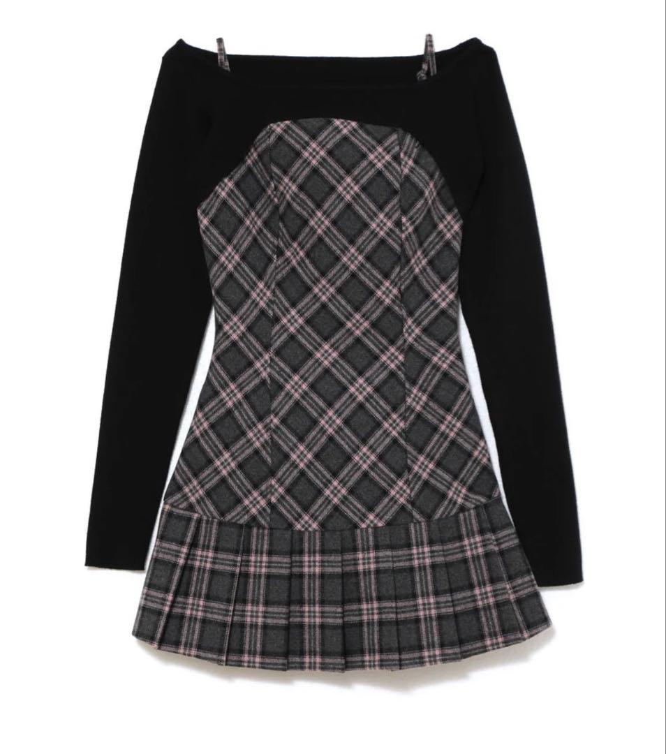 ワンピース andmary Selena check mini dres gray