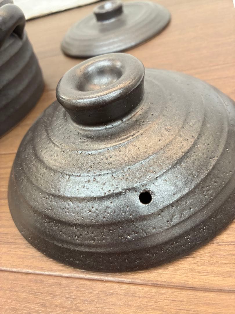 【未使用】萬古焼 特製二重蓋使用2合炊きご飯釜 ガスIH電子レンジ対応 千賀陶器
