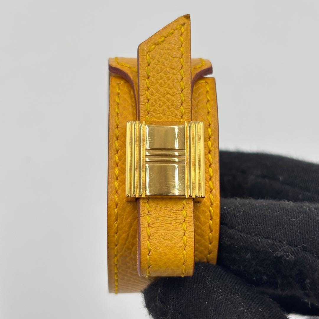 【美品】HERMES エルメス アルテミス レザー ブレスレット イエロー 箱付