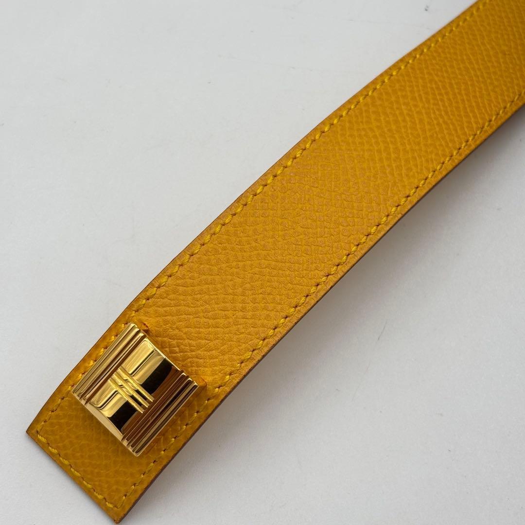 【美品】HERMES エルメス アルテミス レザー ブレスレット イエロー 箱付