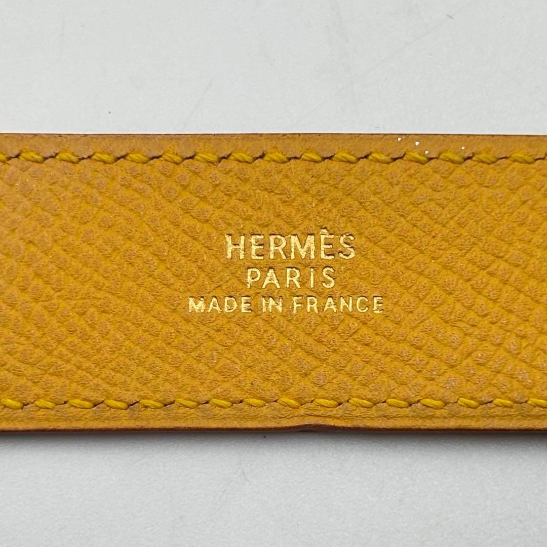 【美品】HERMES エルメス アルテミス レザー ブレスレット イエロー 箱付