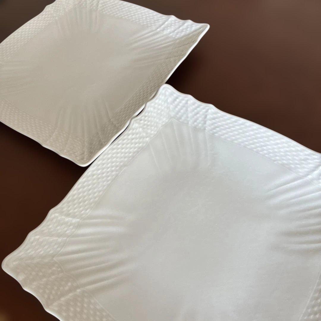 美品リチャードジノリベッキオホワイトスクエアプレート 2枚