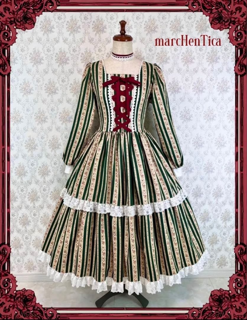 marcHenTica フラワーガーデンワンピース グリーン 通常サイズ