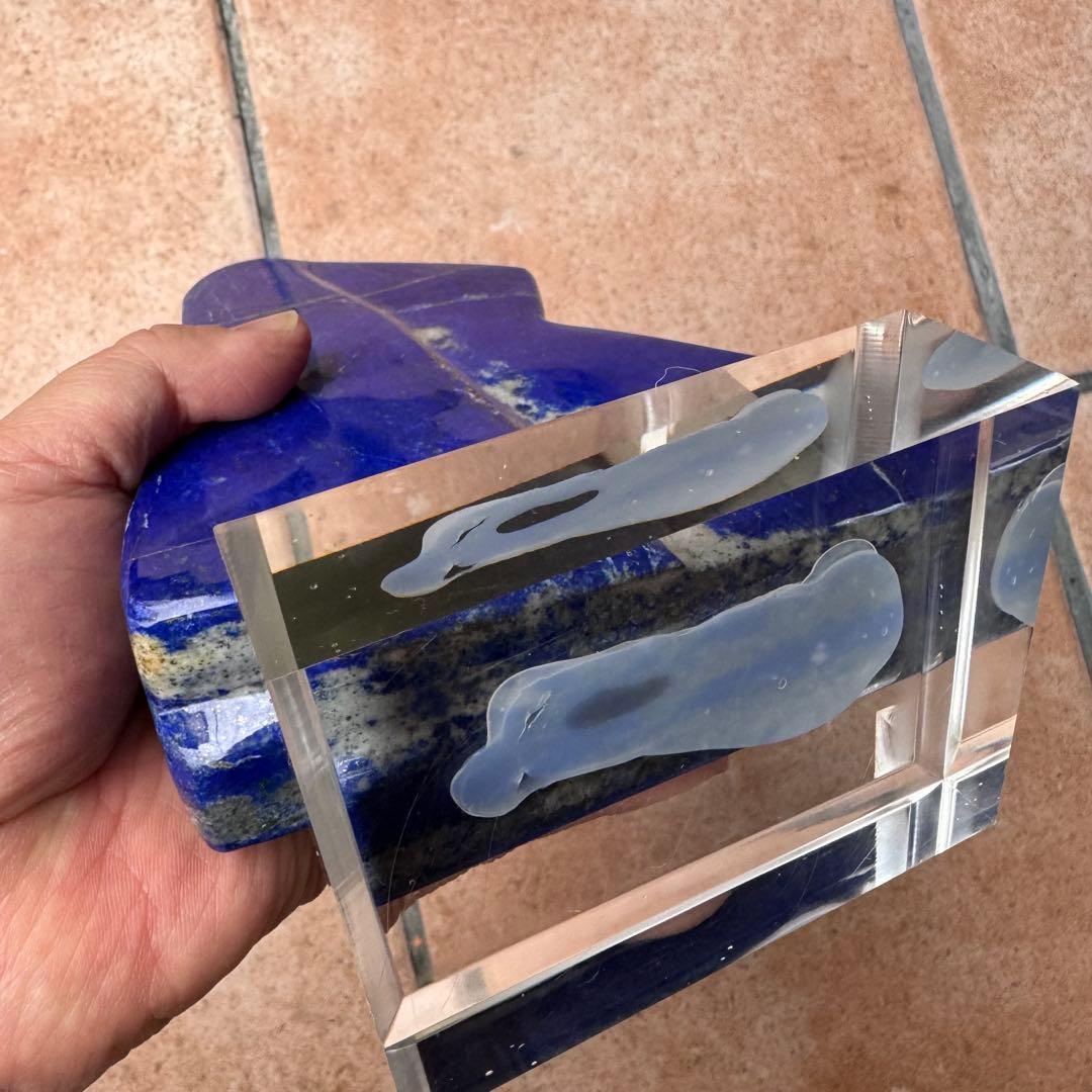 ☆ラピスラズリ5A引寄せ☆約1700gアフガニスタン産☆天然無着色クリスタル台座