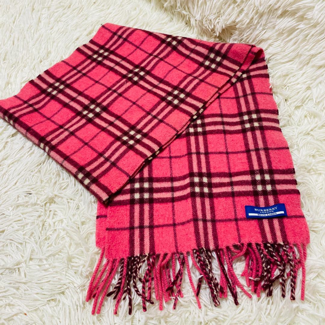 美品　BURBERRY BLUE LABEL ノバチェック マフラー ピンク