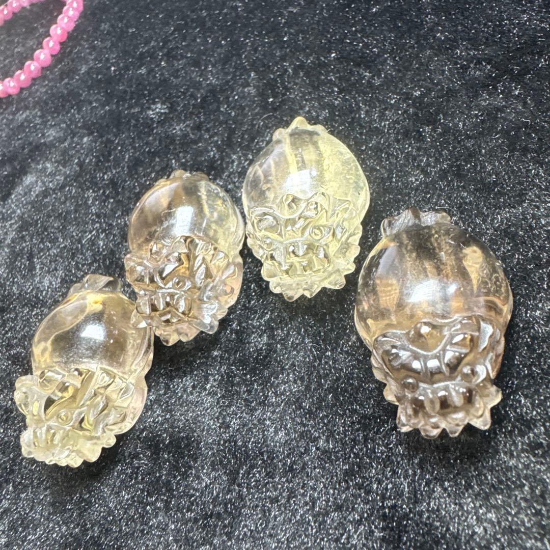 【高品質】透明　スモーキークォーツ　龍亀　ロングイセット