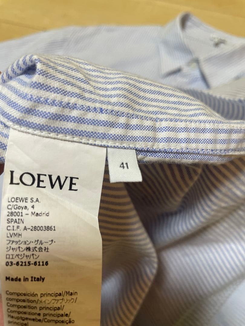 【最終値下げ】LOEWEストライプシャツ サイズ41 Lサイズ　アナグラム
