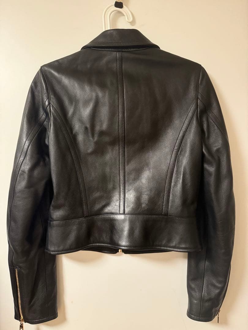 A*e様 ドルガバ　D&G レザーショートジャケット 黒 ゴールドファスナー