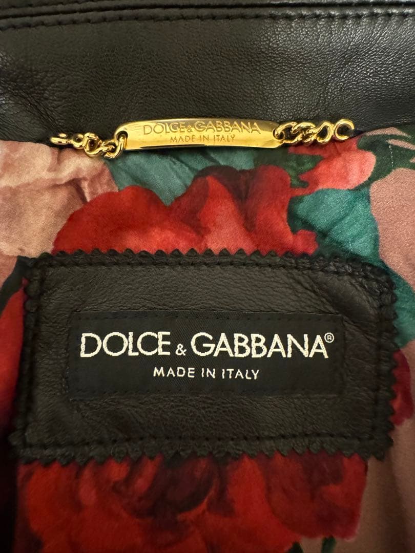 A*e様 ドルガバ　D&G レザーショートジャケット 黒 ゴールドファスナー