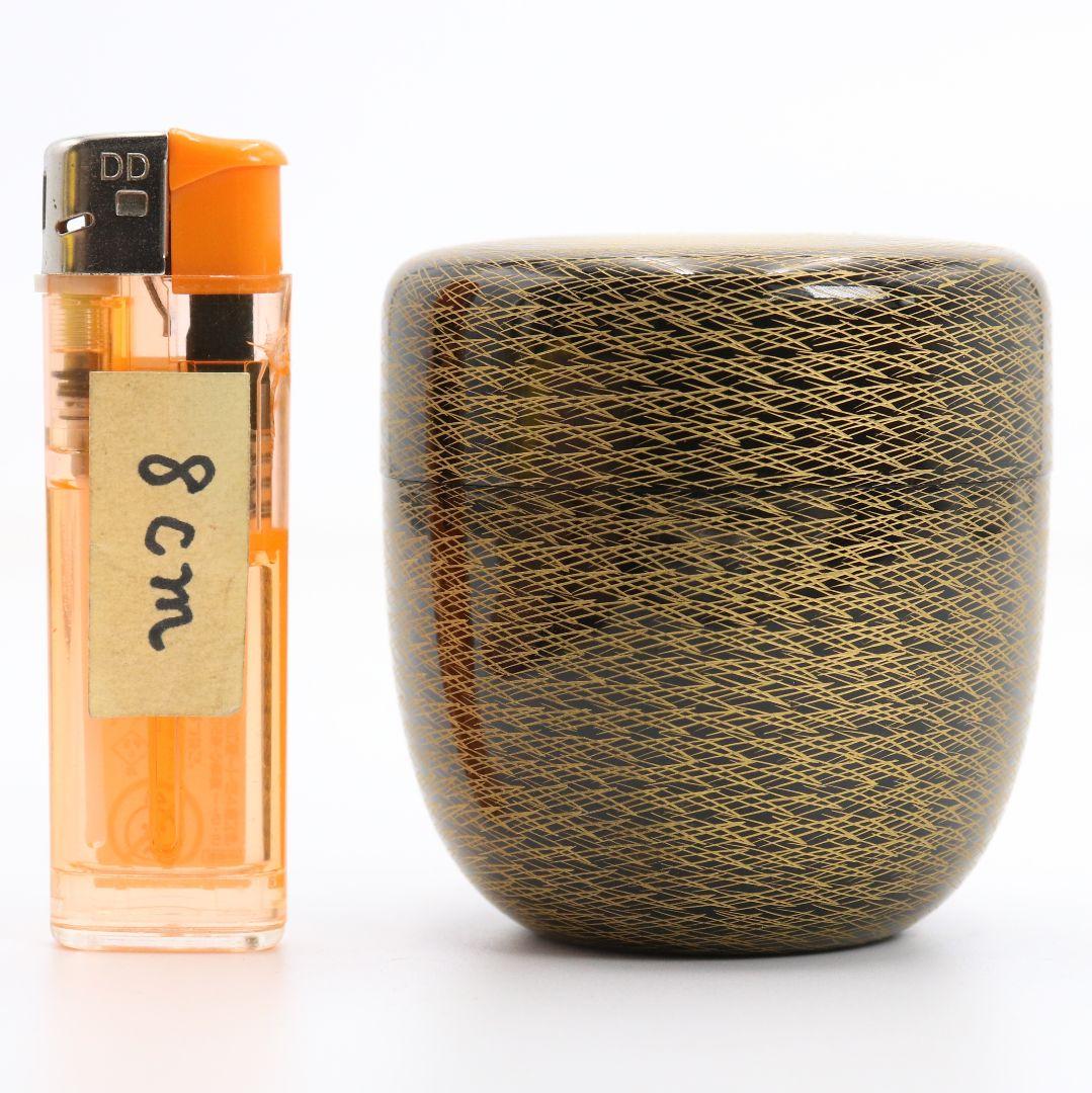 伝統工芸士 山崎達司作 松葉沈金 中棗 輪島塗 茶道具 共箱　V1004