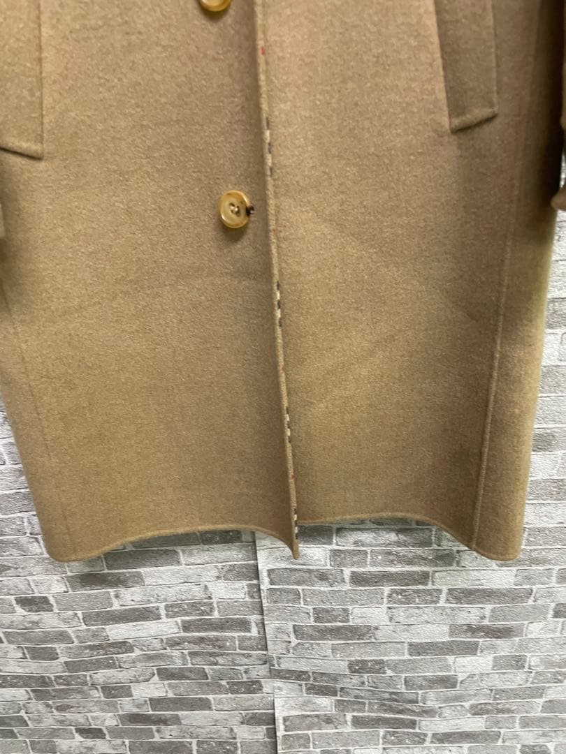極美品　BURBERRY カシミヤ　チェック柄　ベージュ ロングコート　ウール