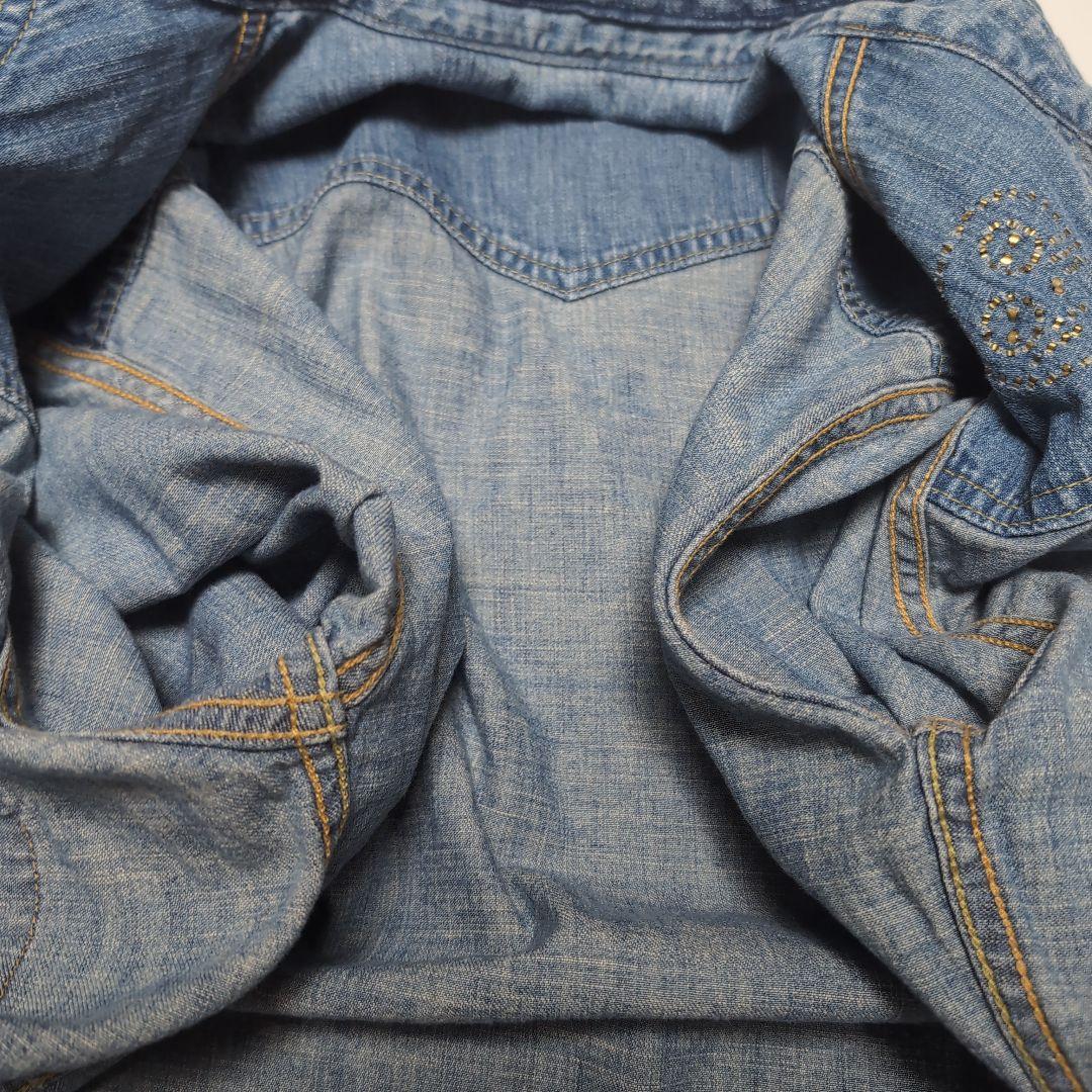 レミレリーフ REMI RELIEF メタルスタッズ デニムシャツ XL スカル