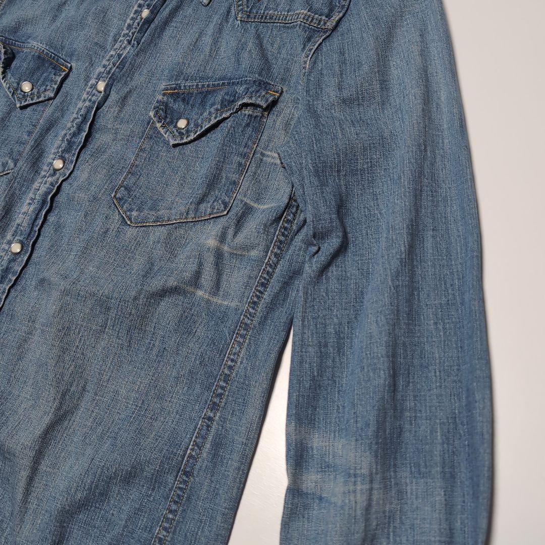 レミレリーフ REMI RELIEF メタルスタッズ デニムシャツ XL スカル