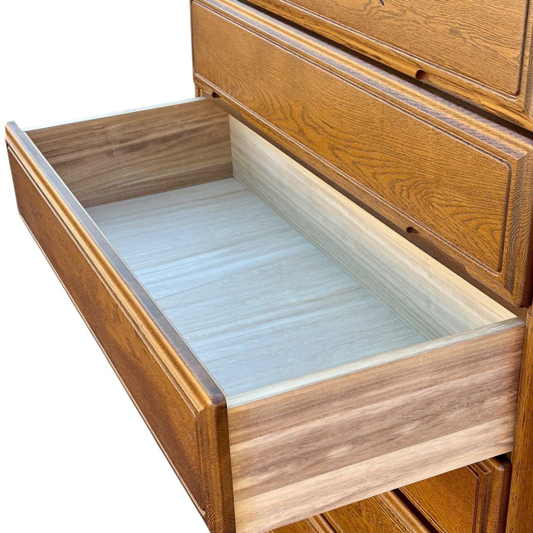 起立木工 ハイチェスト 7段 国産 ナラ材 鍵付き 婚礼家具 クラシック