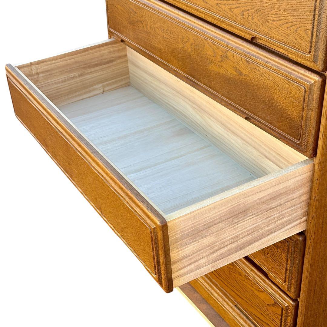 起立木工 ハイチェスト 7段 国産 ナラ材 鍵付き 婚礼家具 クラシック