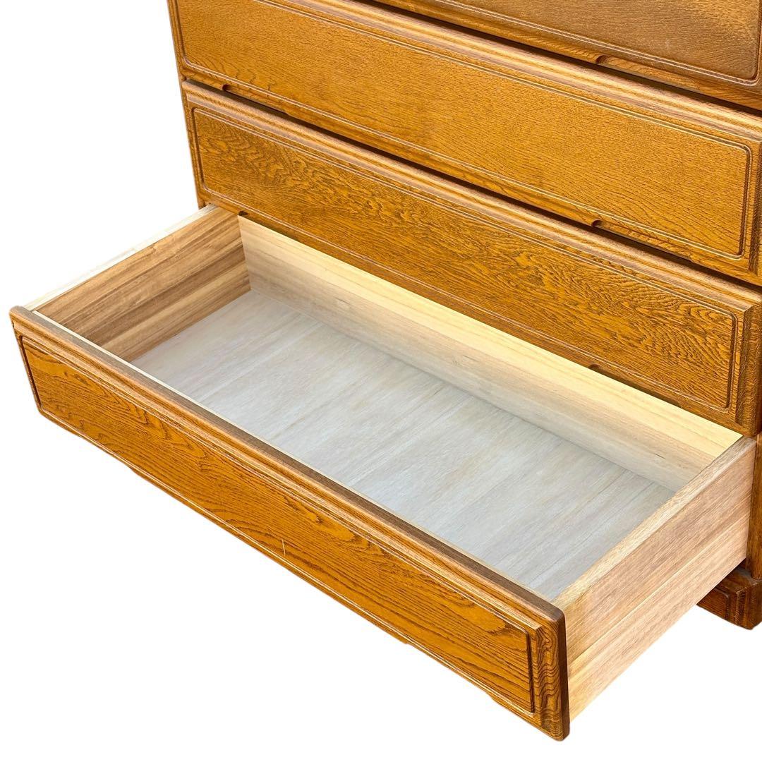 起立木工 ハイチェスト 7段 国産 ナラ材 鍵付き 婚礼家具 クラシック