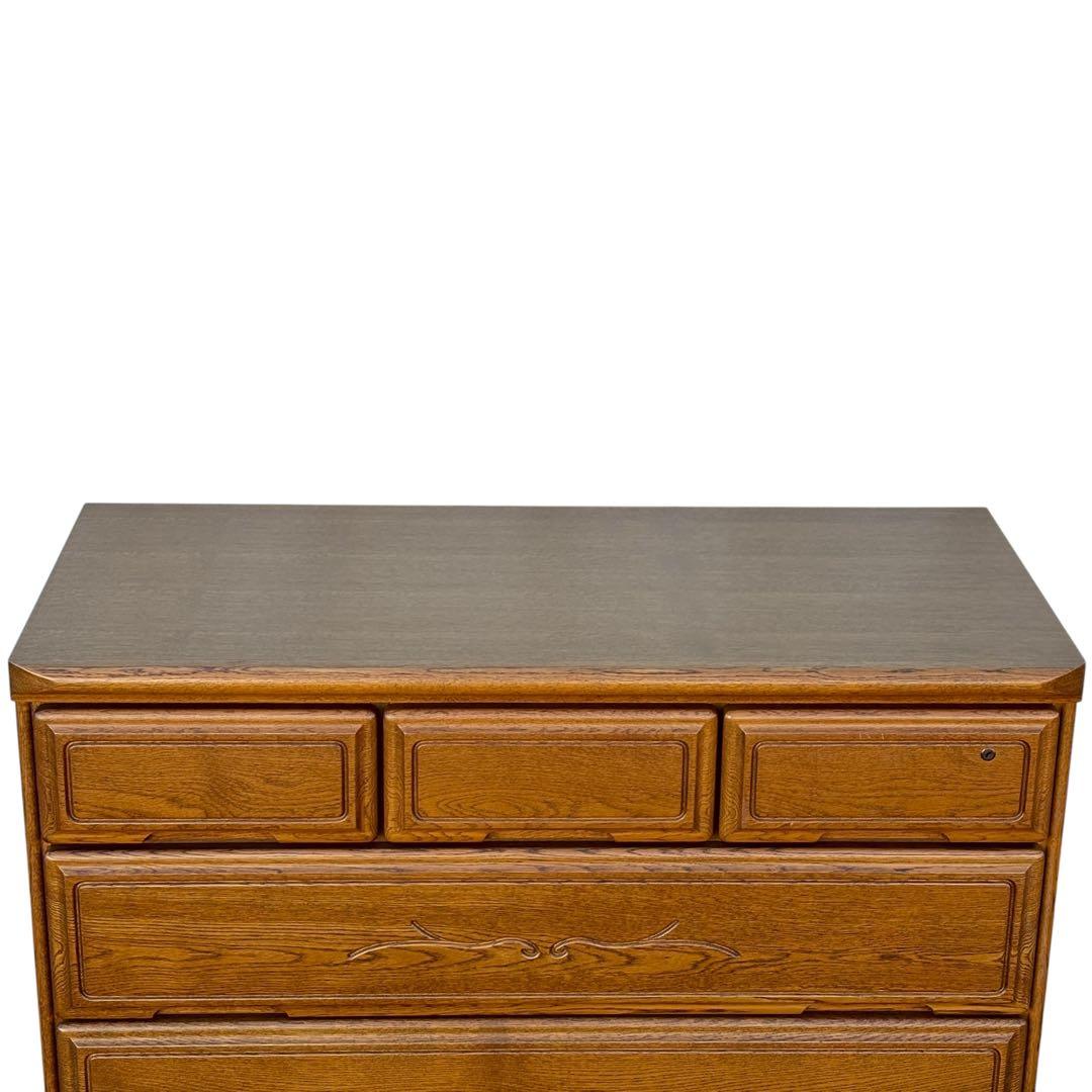 起立木工 ハイチェスト 7段 国産 ナラ材 鍵付き 婚礼家具 クラシック