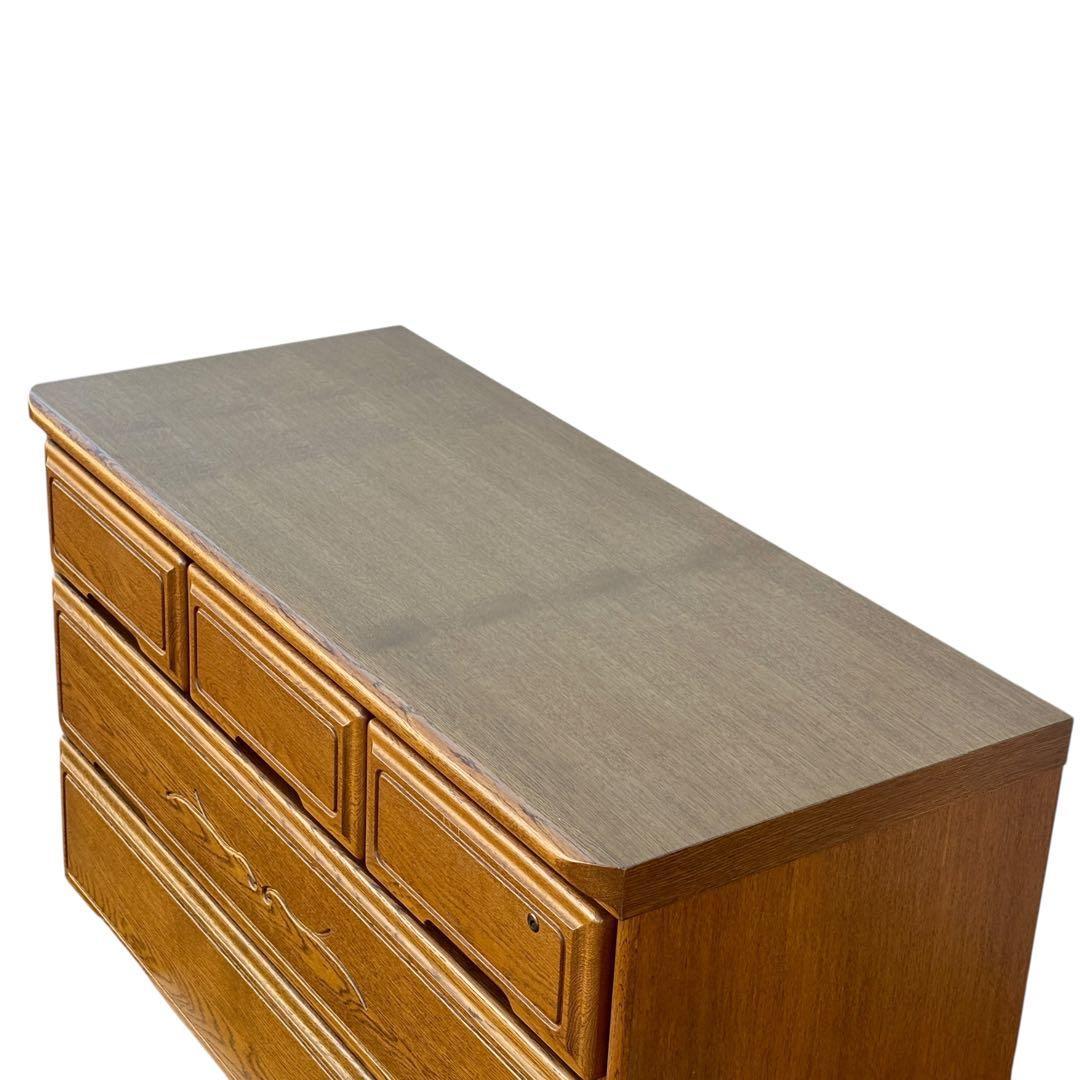 起立木工 ハイチェスト 7段 国産 ナラ材 鍵付き 婚礼家具 クラシック